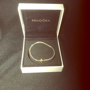 Two tone sliver and 14kt. Gold pandora bracelet.