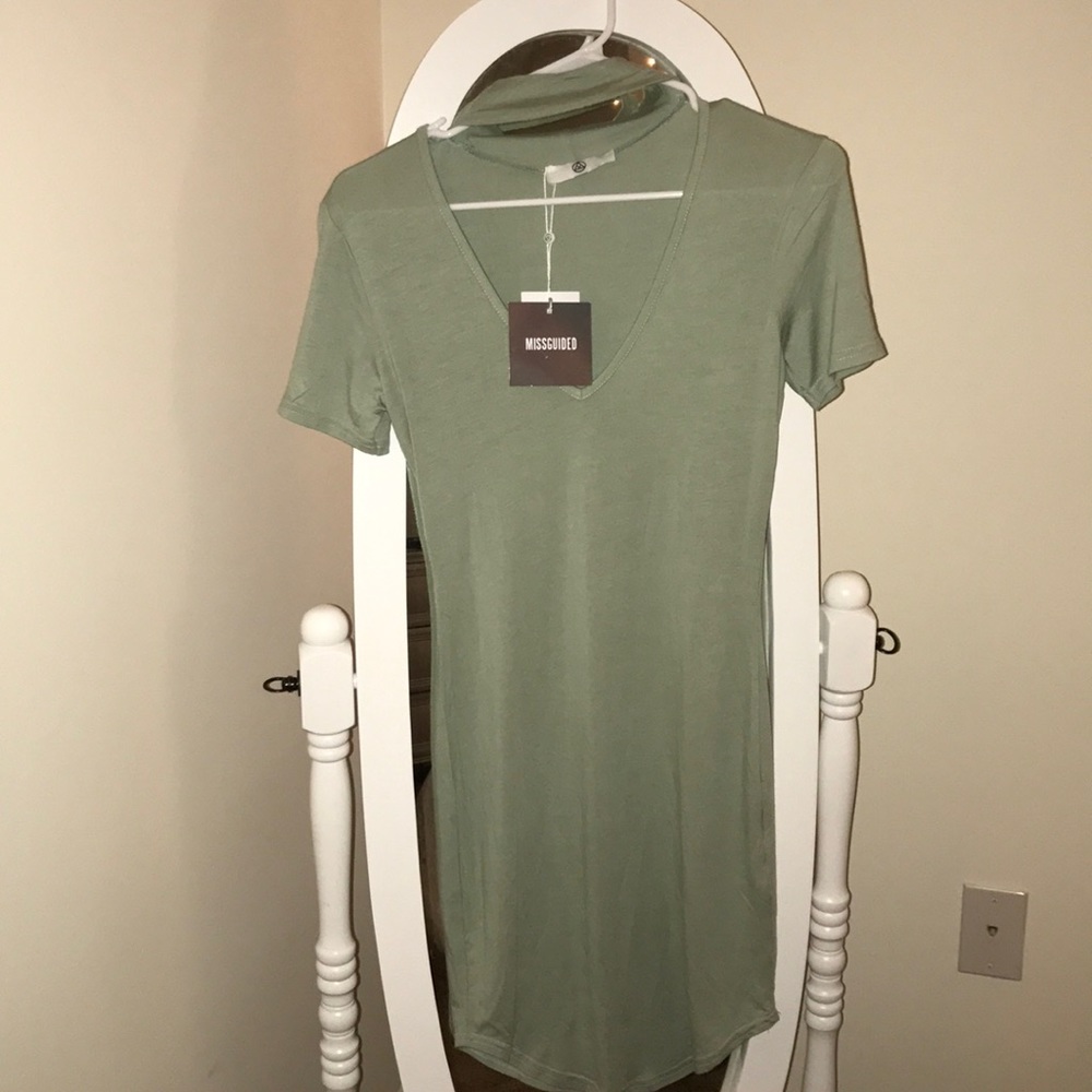 Missguided Green Choker Bodycon Dress