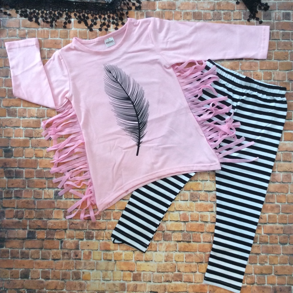 Boutique Girls Feather & Fringe 2pc Outfit