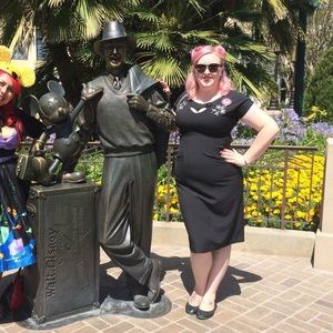 Bettie Page Pinup Black Embroidered Pencil Dress