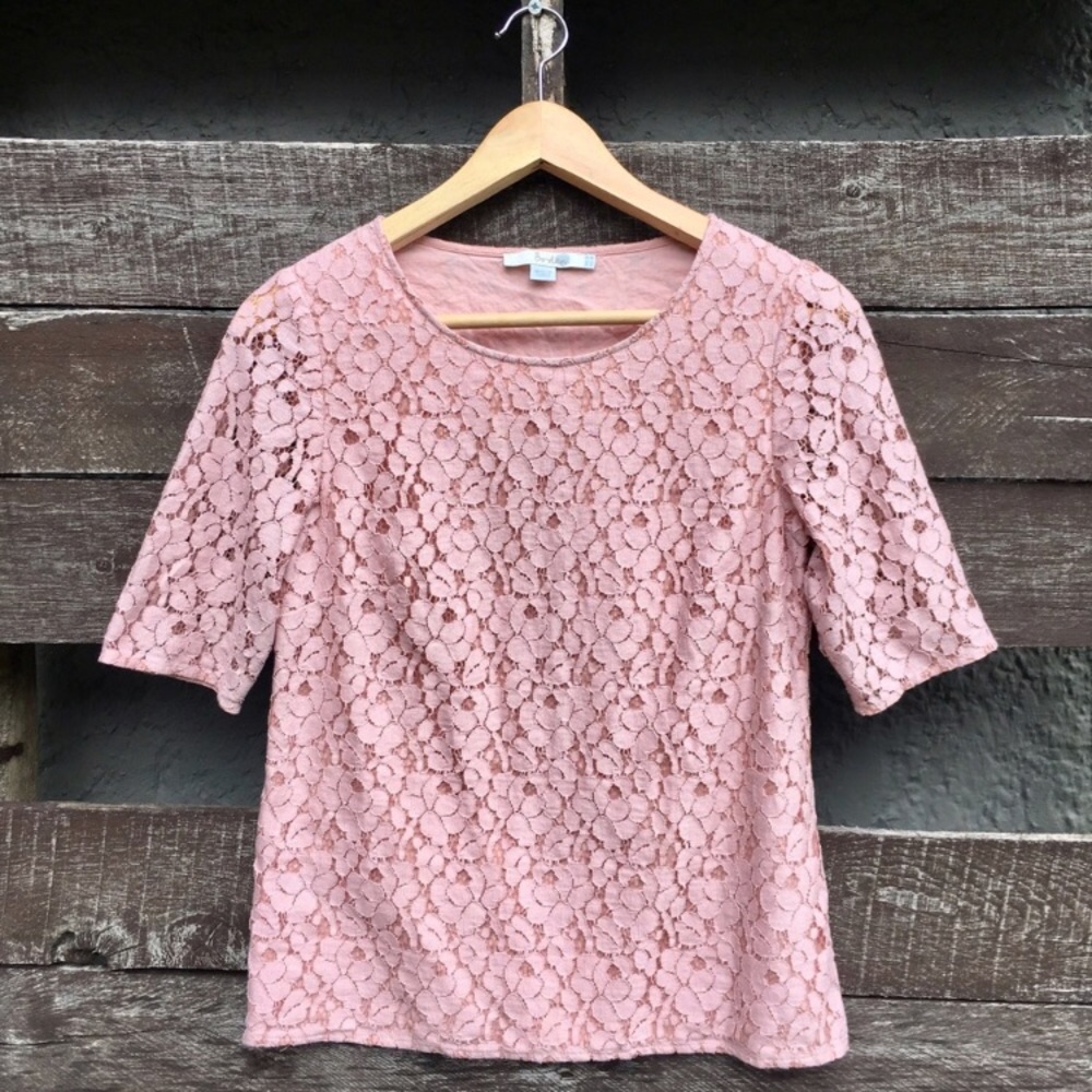 Boden Lace Blouse in dusty rose