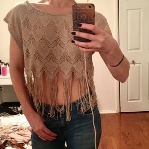 Fun fringe shimmery crop top