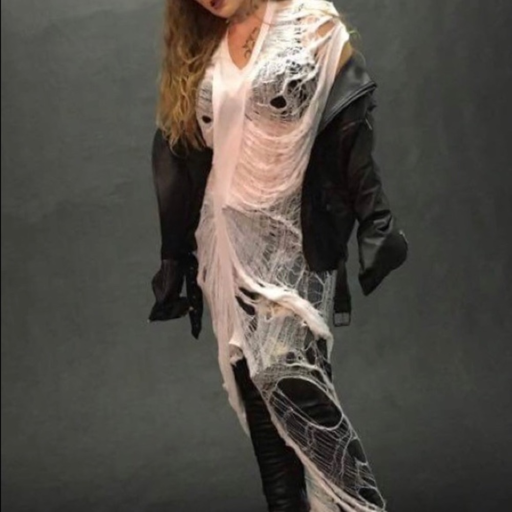 Full length hand shredded tshirt