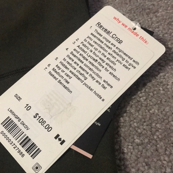 Dark Olive Lululemon Reveal Crop - Picture 3 of 4