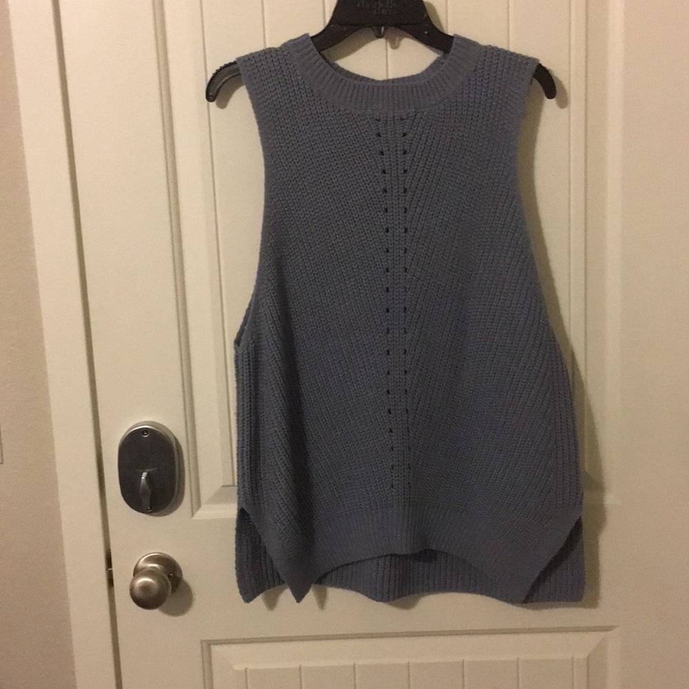 She + Sky sleeveless blue sweater