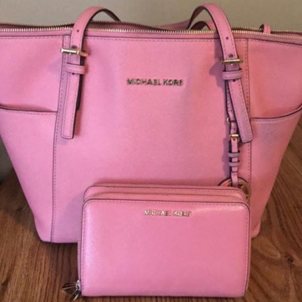 Pink Michael Kors Matching Wallet and Purse