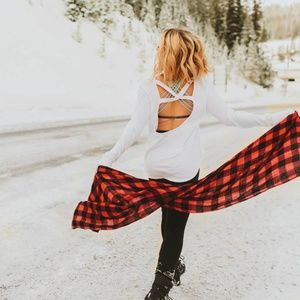 Alo Yoga Backless White Fleece Top