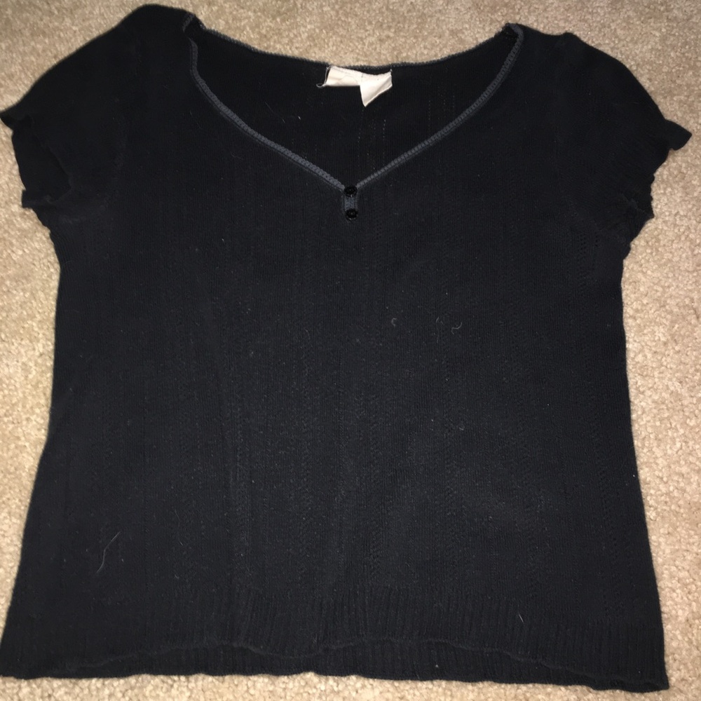 Blue knit crop top