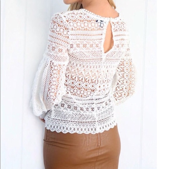 Lace and Lantern Sleeve Top - Picture 3 of 3