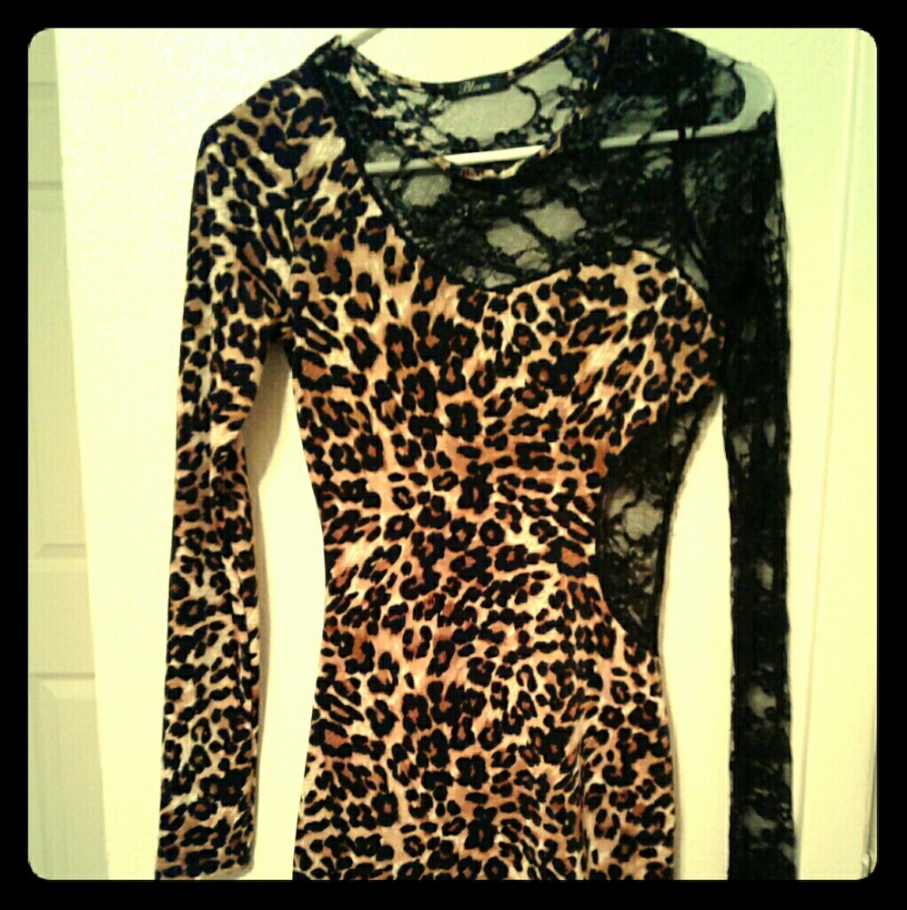 Leopard print lace dress