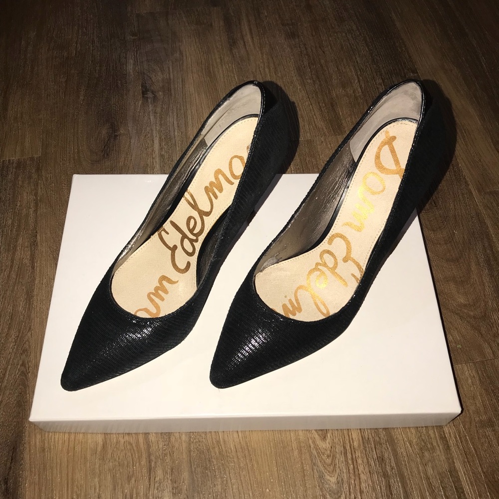 Sam Edelman pumps textured black leather pumps 6