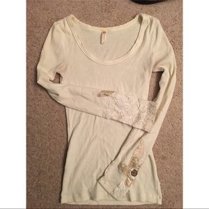 Free People Long Sleeve Tee with Cuff Detailing