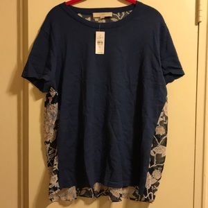 LOFT Blue Sweater Tee - Floral Back