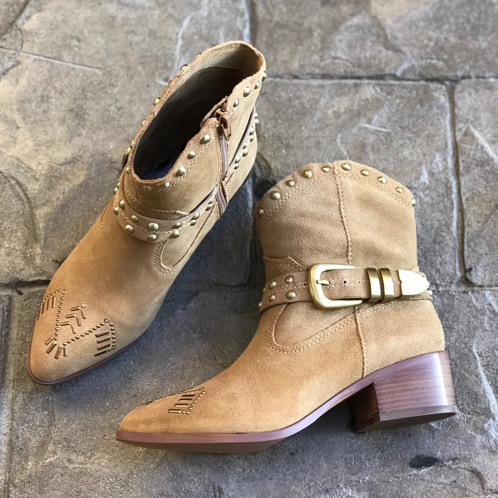 Cowboy Western Buckle Studded Tall Genuine Boots - Picture 5 of 8