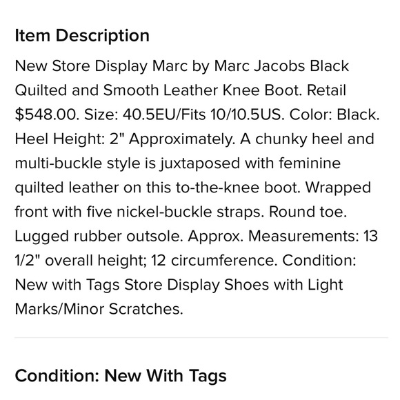 SOLD! NWT! Marc Jacob Quilted Leather boot! - Picture 2 of 4