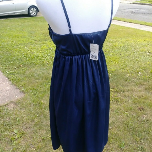 Midnight blue spaghetti strap forever21 silk dress - Picture 3 of 6