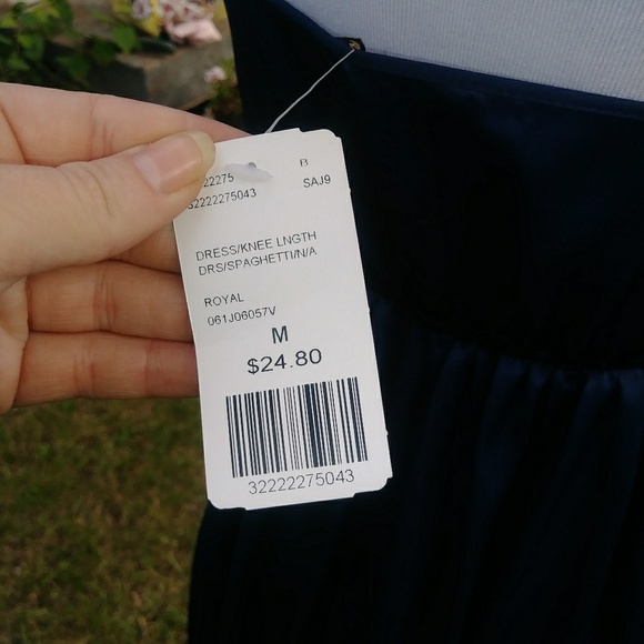 Midnight blue spaghetti strap forever21 silk dress - Picture 6 of 6