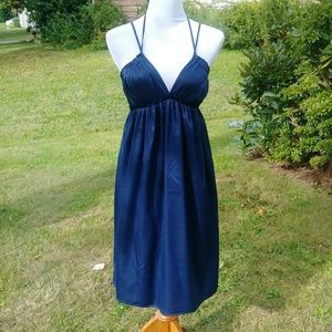 Midnight blue spaghetti strap forever21 silk dress