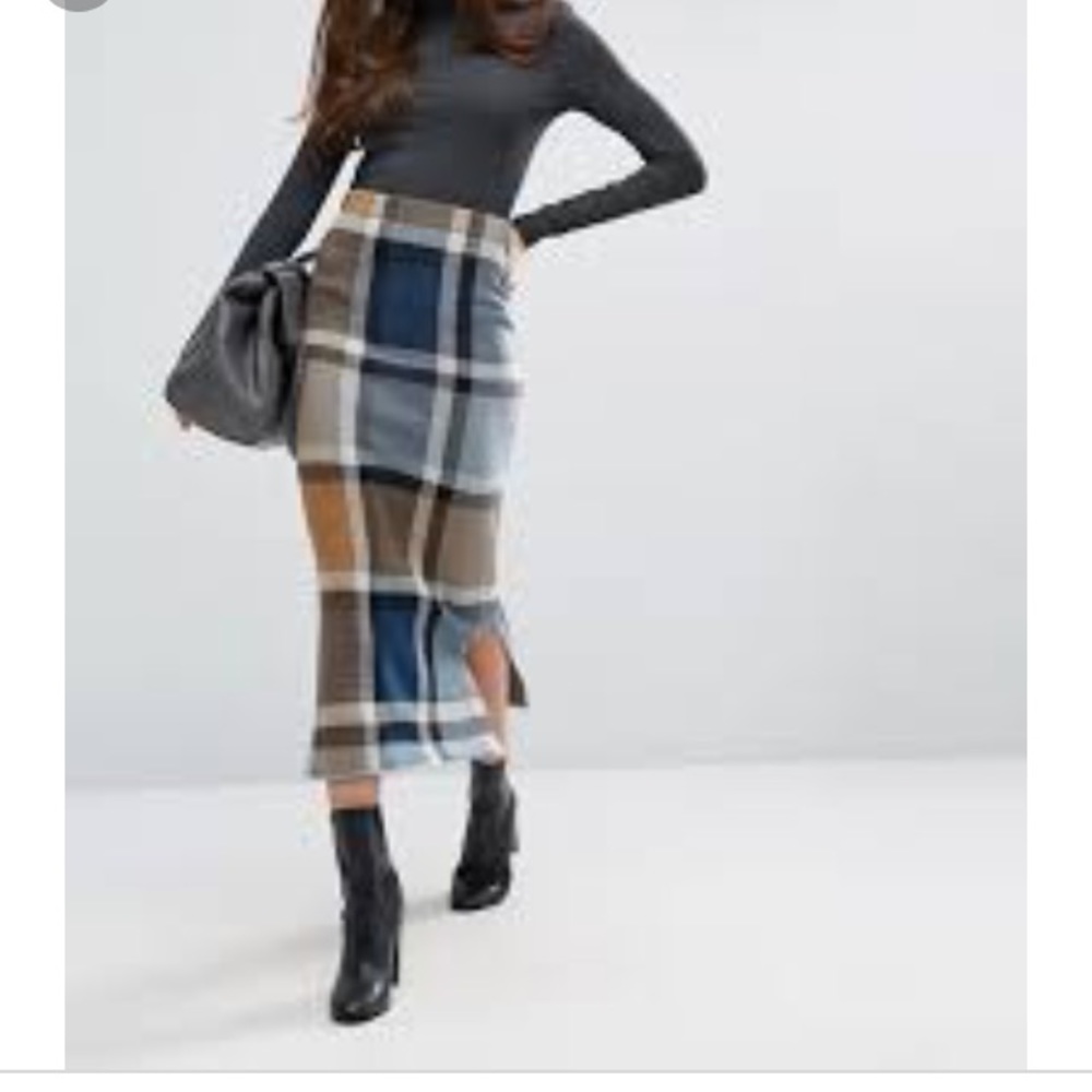 ISO ASOS warehouse midi check skirt