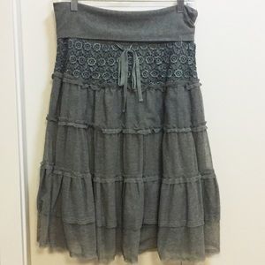 NWT Forest green gauzy midi skirt