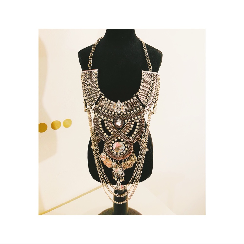 Silver Greek Coin Necklace Bib