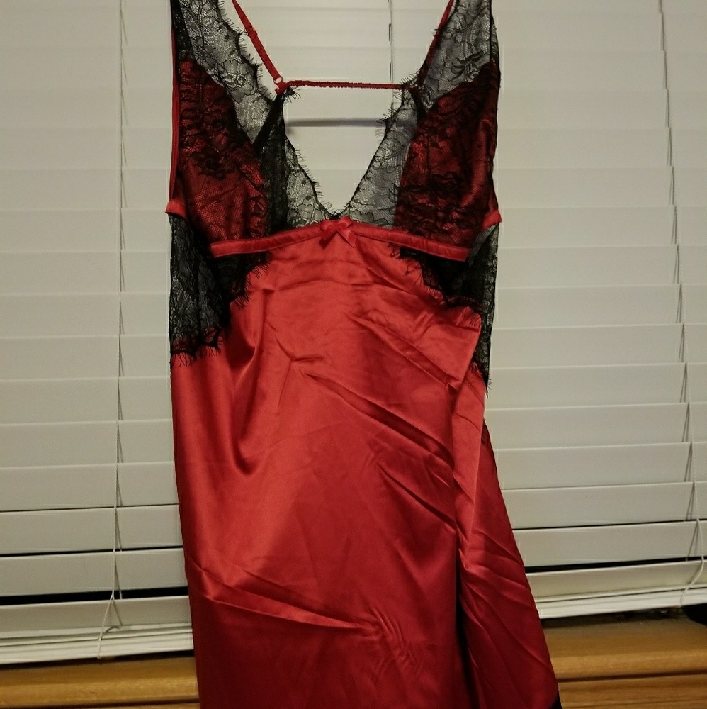 3x red silky lingerie