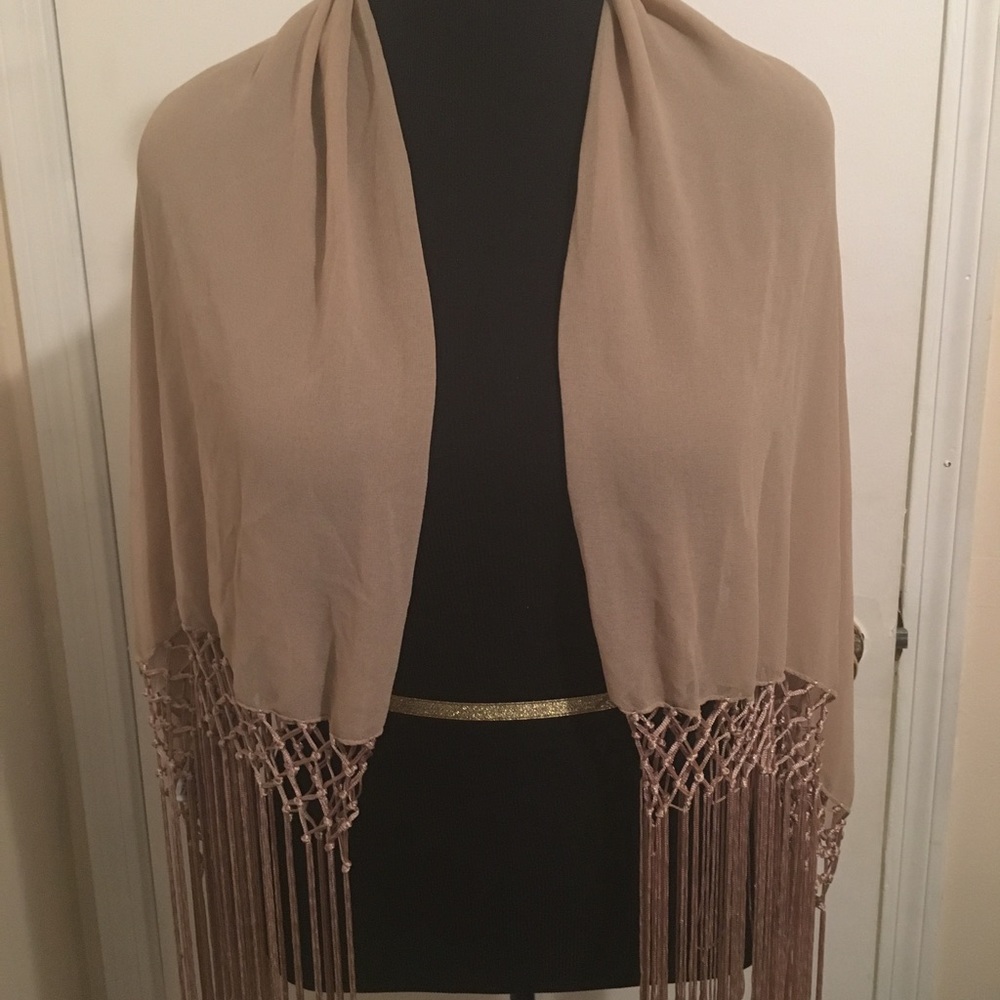 Gorgeous Taupe Fringe Wrap