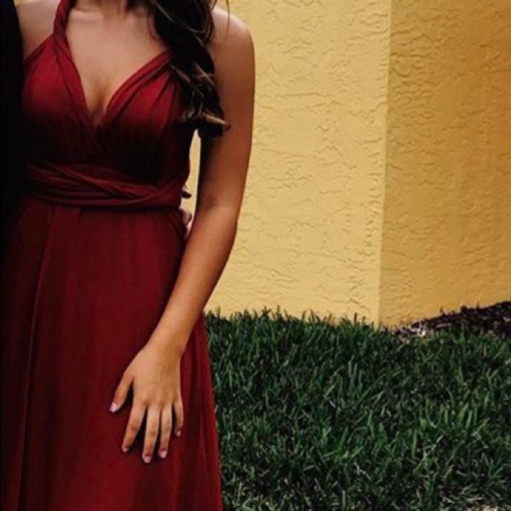 Wine Red Gown (can be worn multiple ways) - Picture 2 of 2