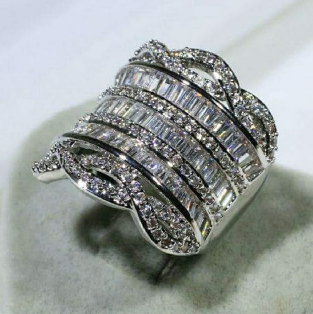 Sterling silver over 14k white gold ring finish