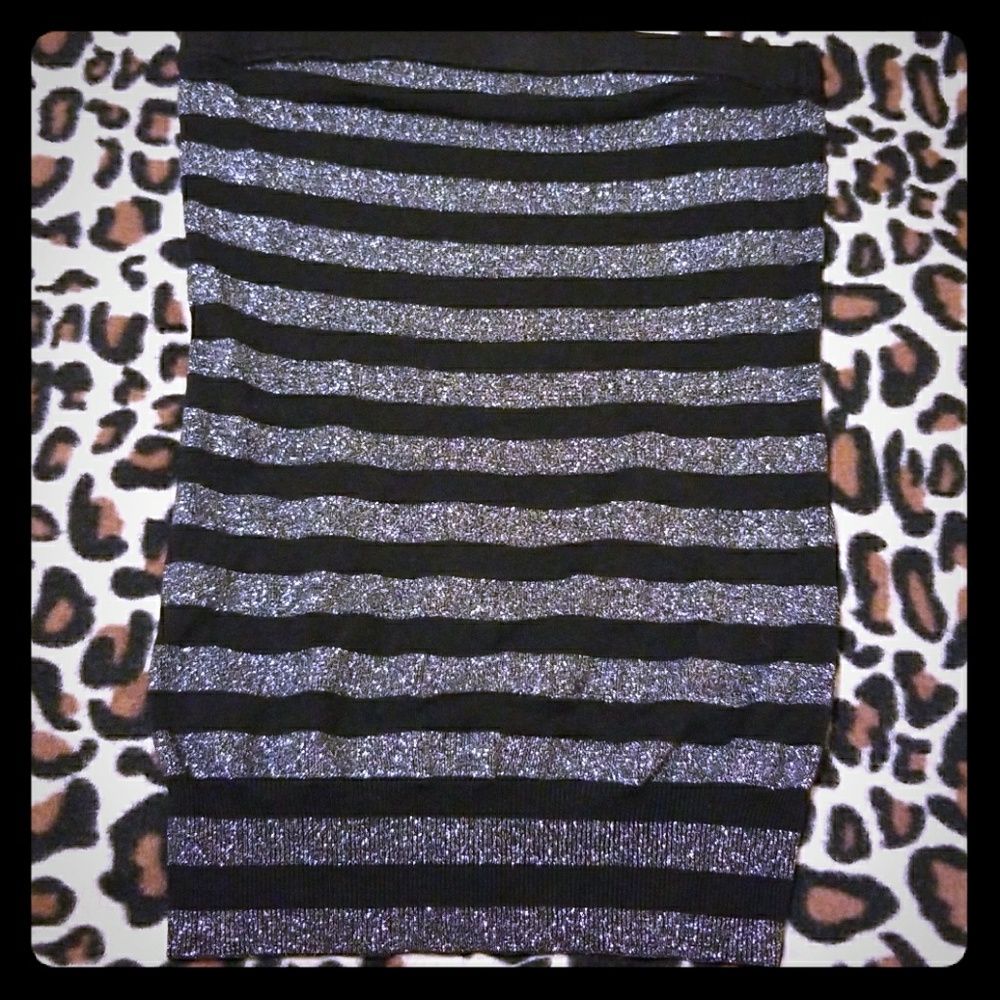 EXPRESS Silver Metallic and Black Tube Top