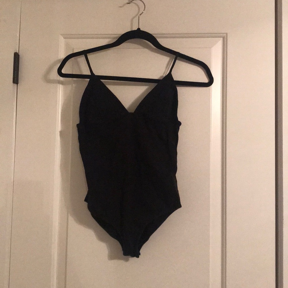 Black v-neck bodysuit