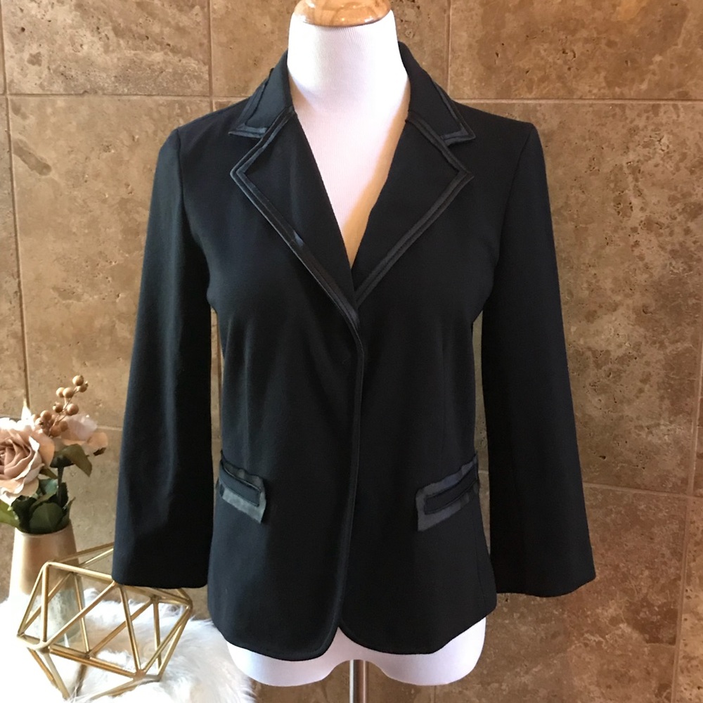 NWOT Black Blazer w/ Satin Trim  and Frayed Edge