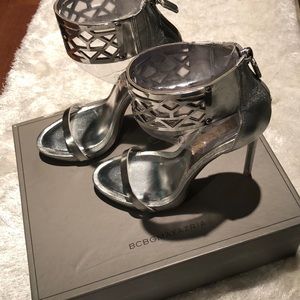 Bcbg silver heels. Perfect for holiday parties!