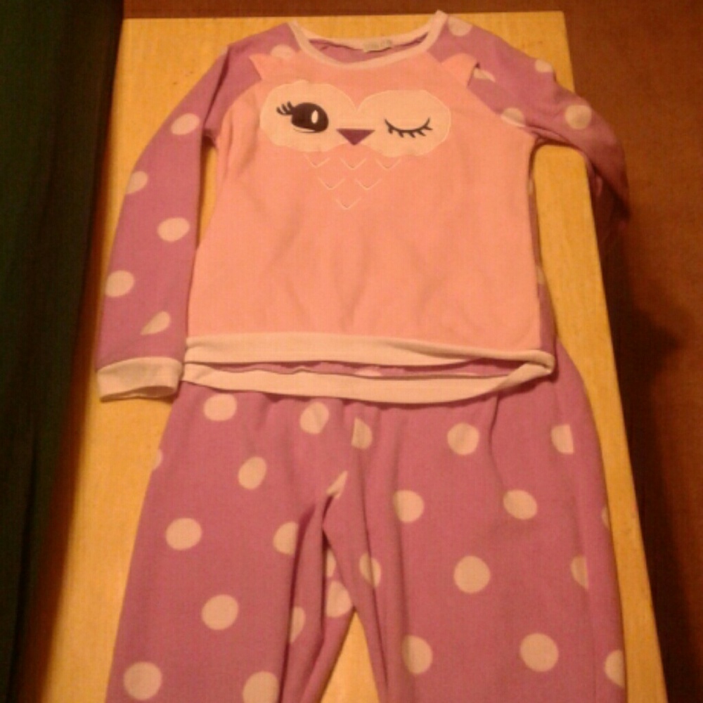 Girls Owl purple pajamas, size 14-16.