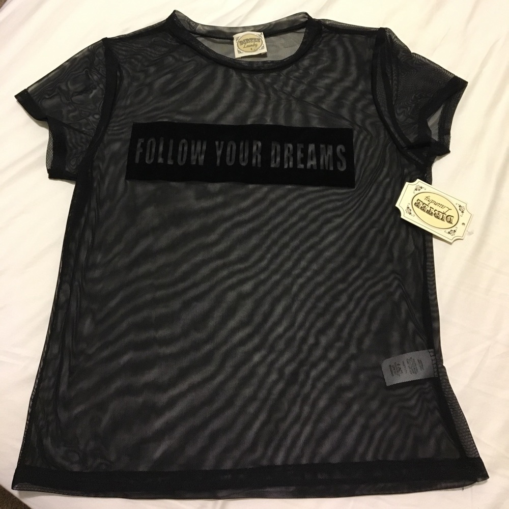 NWT Black Mesh Tee