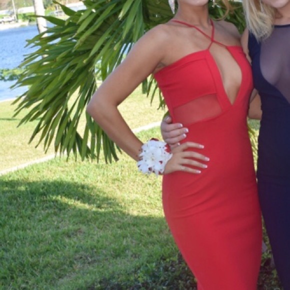 Missguided Dresses & Skirts - Red Fitted Keyhole Gown