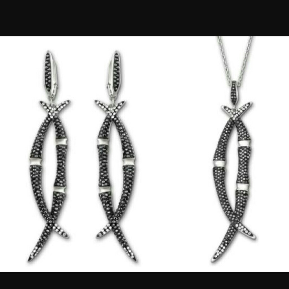 ISO Swarovski James Bond Skyfall Earrings Necklace