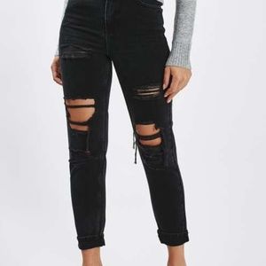ASOS Black Distressed Mom Jeans (w/ altered waist)