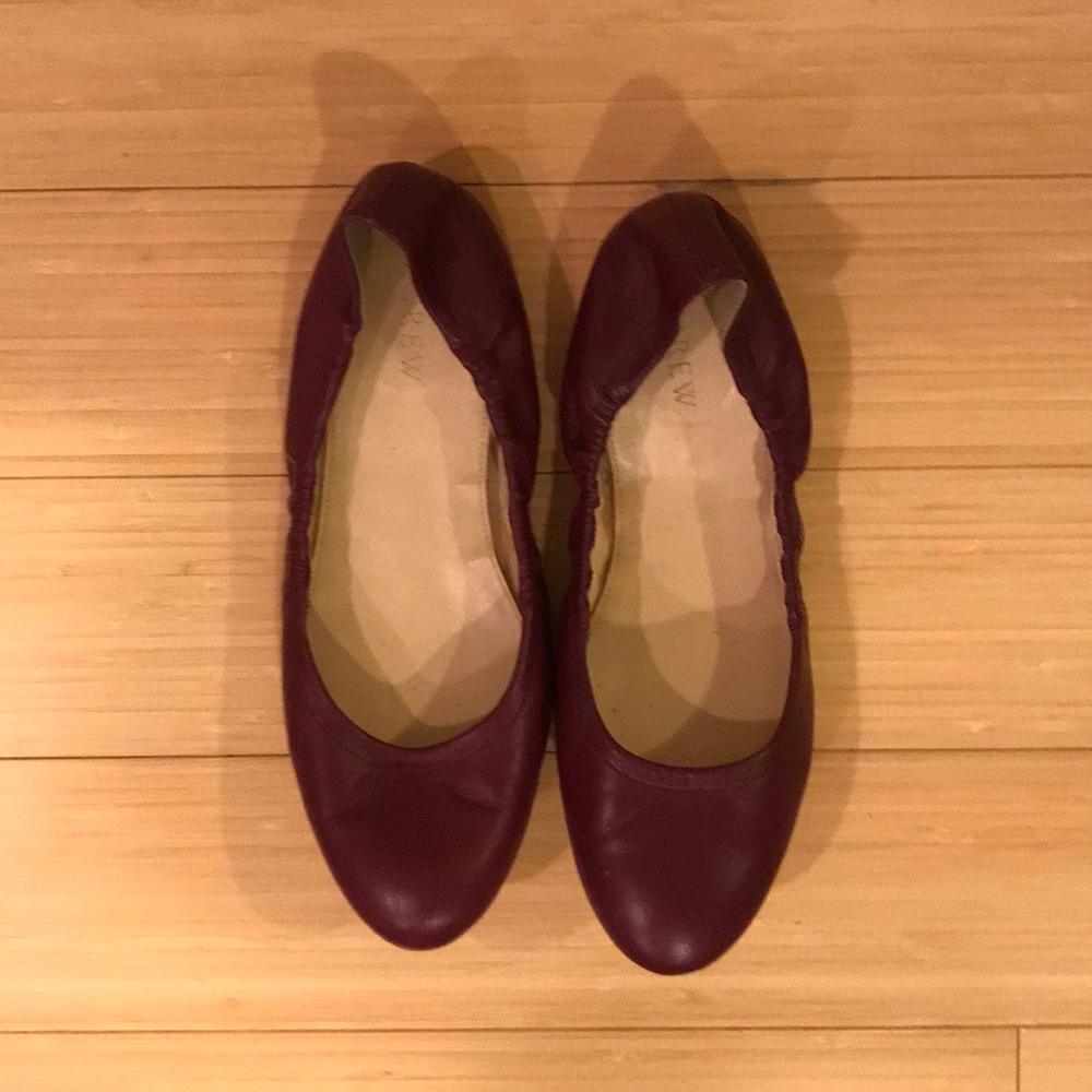 J. Crew Maroon Leather Ballet Flats