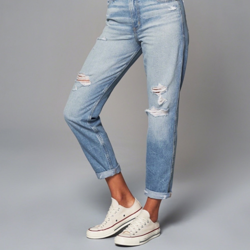 A&F High Rise Girlfriend Jeans
