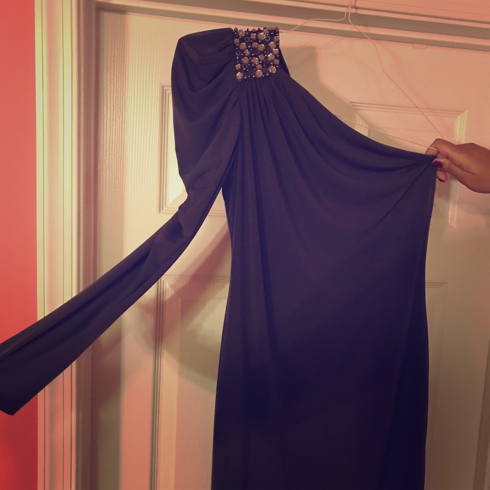 Grey Off The Shoulder Evening Dress