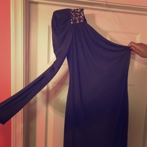 Grey Off The Shoulder Evening Dress