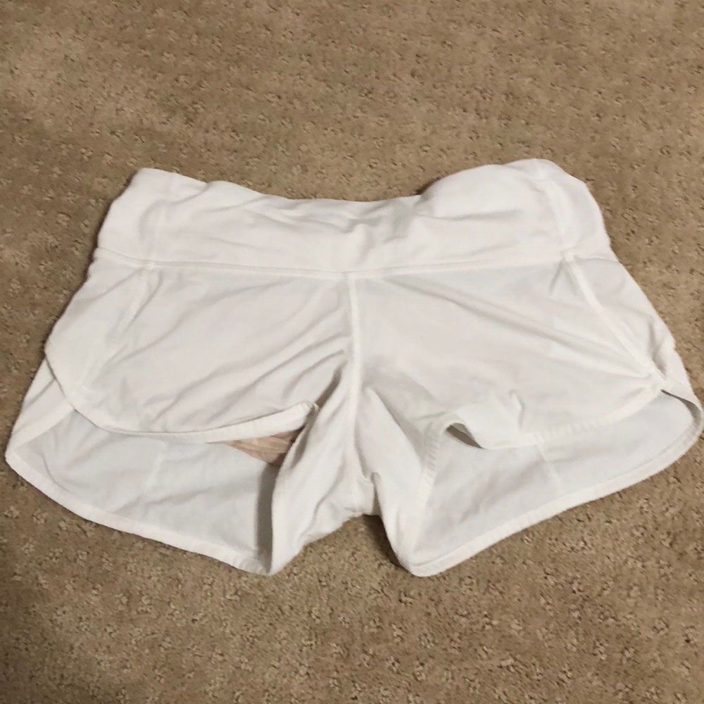White lululemon speed shorts