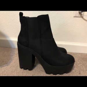 Black Suede Slip On Boots