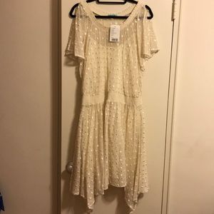 Leifnotes Cream Sequin Dot Dress