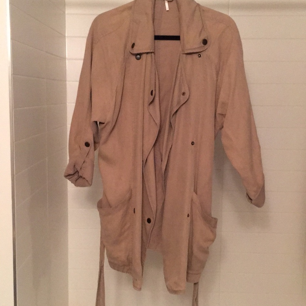 Brown Free People Slouchy Trench Coat