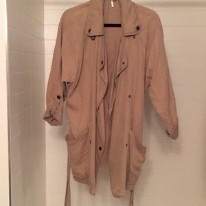 Brown Free People Slouchy Trench Coat