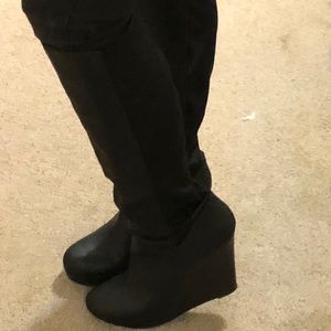 Knee High Leather Wedge Boots