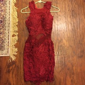Holiday! Red mini dress with open back. Worn once.