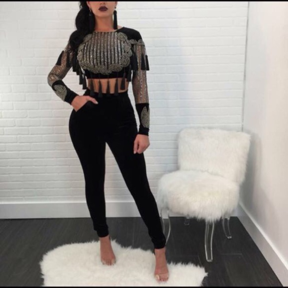 💎Fringe Tassel Velvet Jacket/Top💎 NWT - Picture 2 of 4